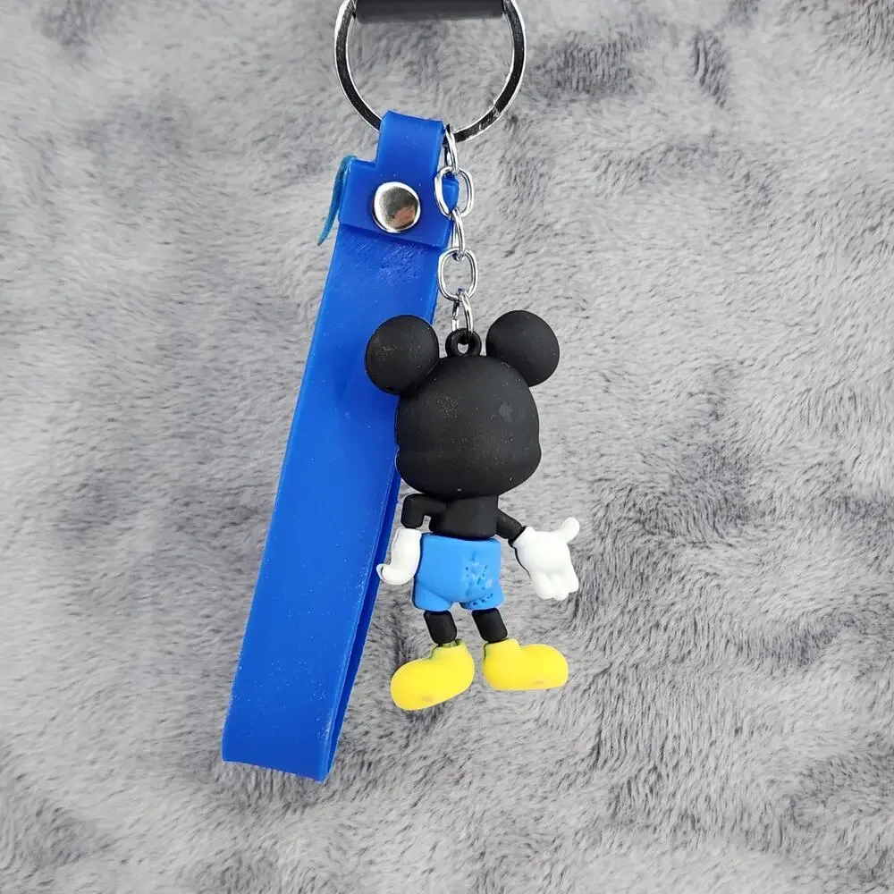 Disney's Mickey Mouse 3D Figure Keychain & Strap Bag Charm PVC Silicone Blue